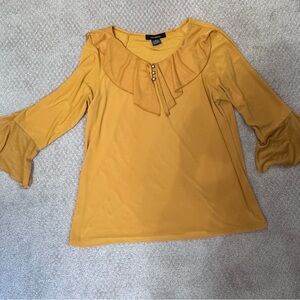 Elegant Mustard Ruffle Blouse